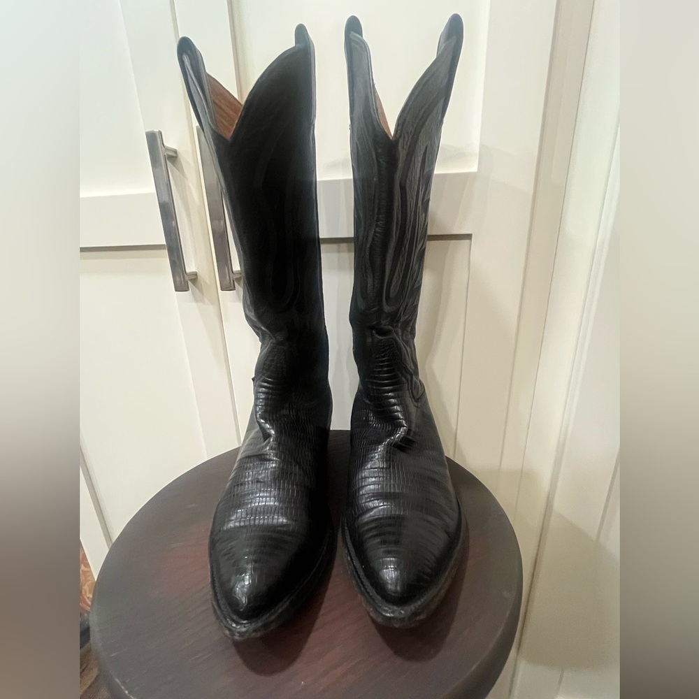 Exotic Black Lizard Cowboy Boots